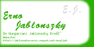 erno jablonszky business card